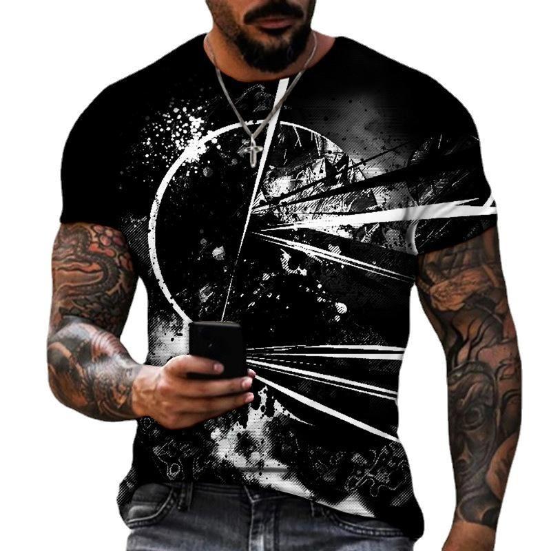 Letní pánské tričko Módní vzor 3D potisk Ležérní volné Venkovní Chlapecké Trička s krátkým rukávem Top Pulovr Oblečení