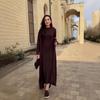 2025 Autumn Women's Fashion: Cozy Round Neck Loose Knit Wool Dress