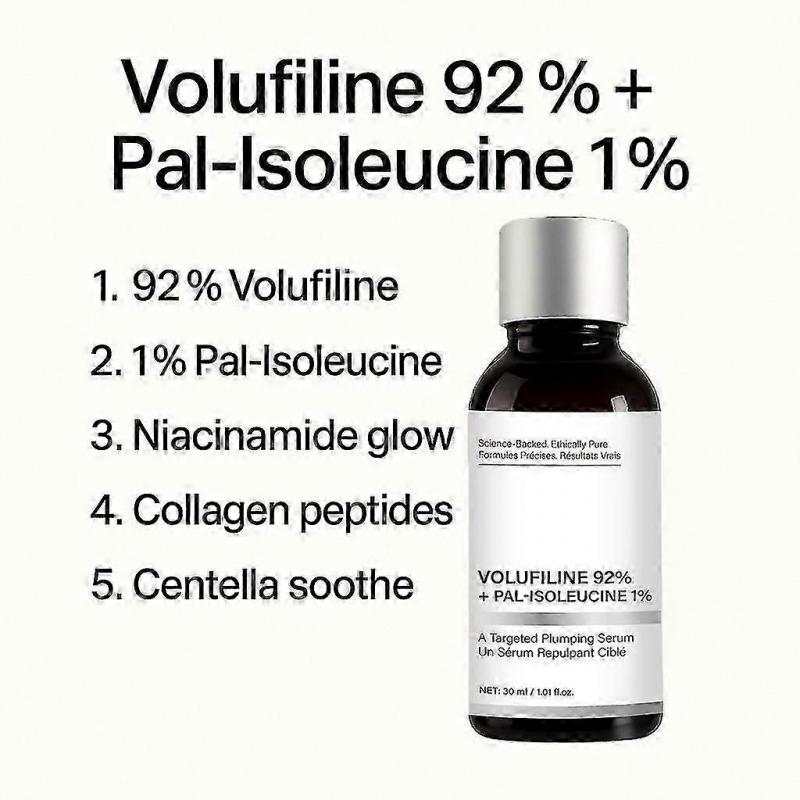 Volufiline 92% + Pal-Isoleucin 1% Aufpolsterndes wasserfreies Serum, Volufiline Serum, Gesichtspflege bei Volumenverlust, Hautelastizität, 30ml