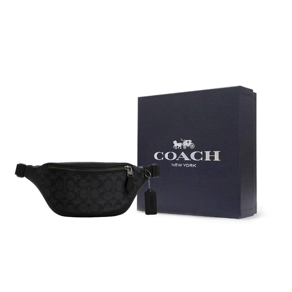 Coach Warren 29 Classic Monogram Logo Zipper Closure Chest Bag Crossbody Bag Coated Canvas And Leather Waist Bag Large Men Bags CW369-QBMI5