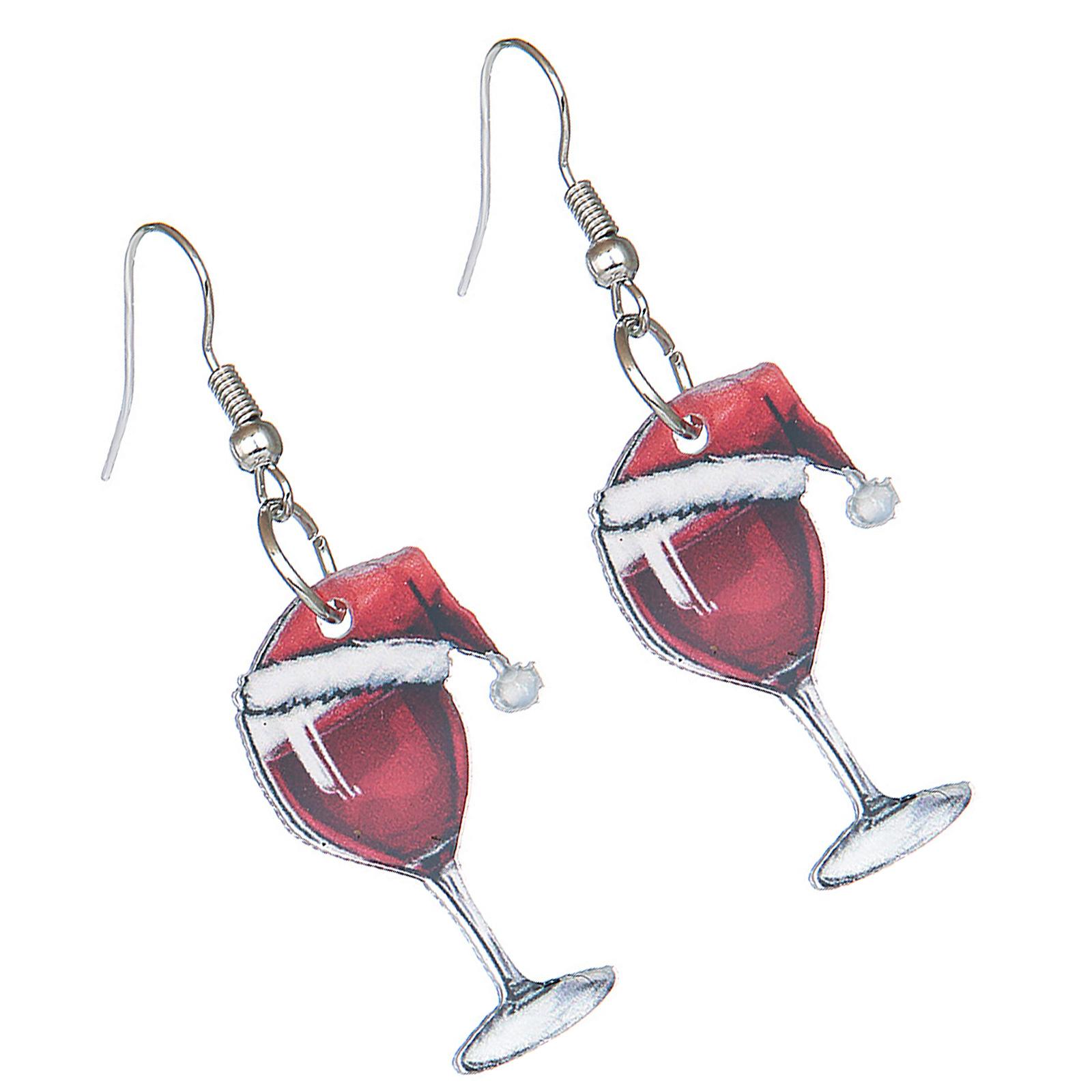 

Рождественские серьги в виде бокала для вина, фестивальные акриловые украшения, серьги-подвески для рождественского платья для женщин, праздничный подарок на вечеринку B