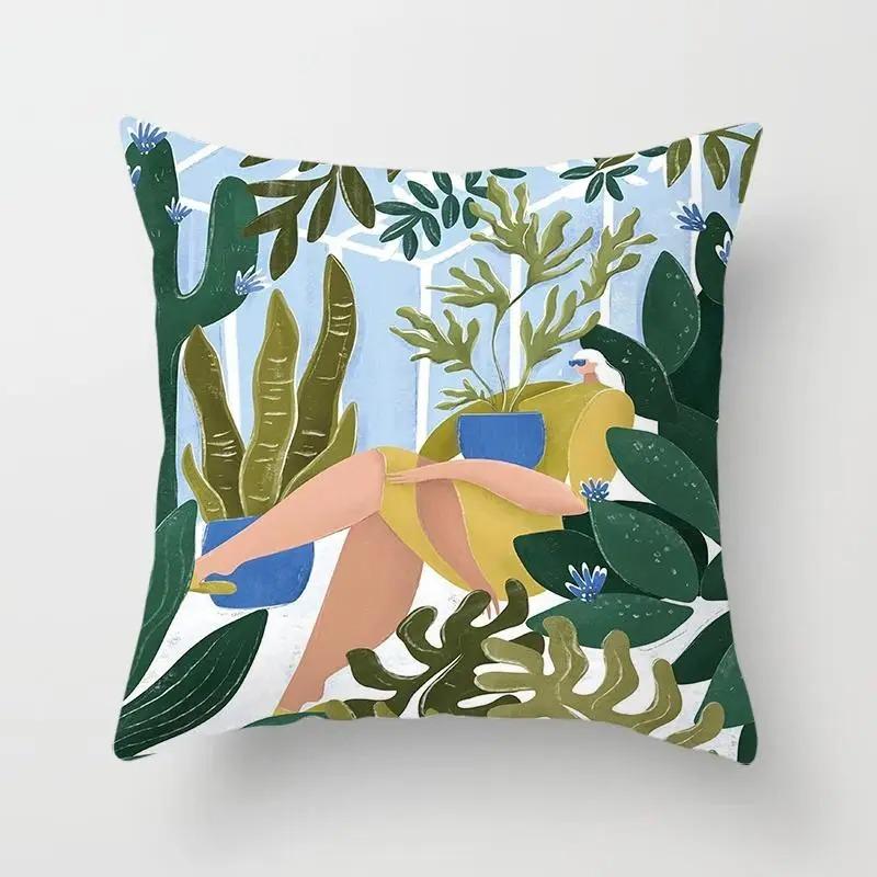 

Офис Гостиная Дом Наволочка Иллюстрация Женский Узор Наволочка Автомобиль Украшения 40x40cm