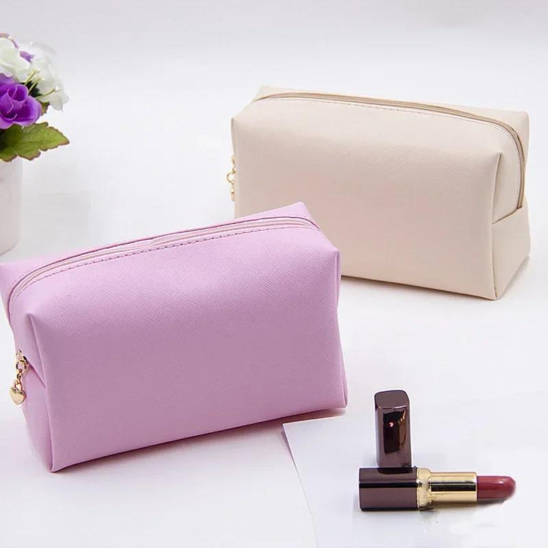 Zipper Makeup Bag Travel PU Leather Women's Cosmetic Bag Toiletry Storage Pouch Organizer Toiletry Bag Women Water-Resistant