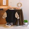 2026 Spring Children's Knit Vest & Long Sleeve Three-Piece Set - Korean Style Fashion for Boys