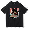 Kawaii Cat Food RaUnisex Tshirt FeUnisex Animation Harajuku Clothing Neutral Breathable Blouse Womens Tops