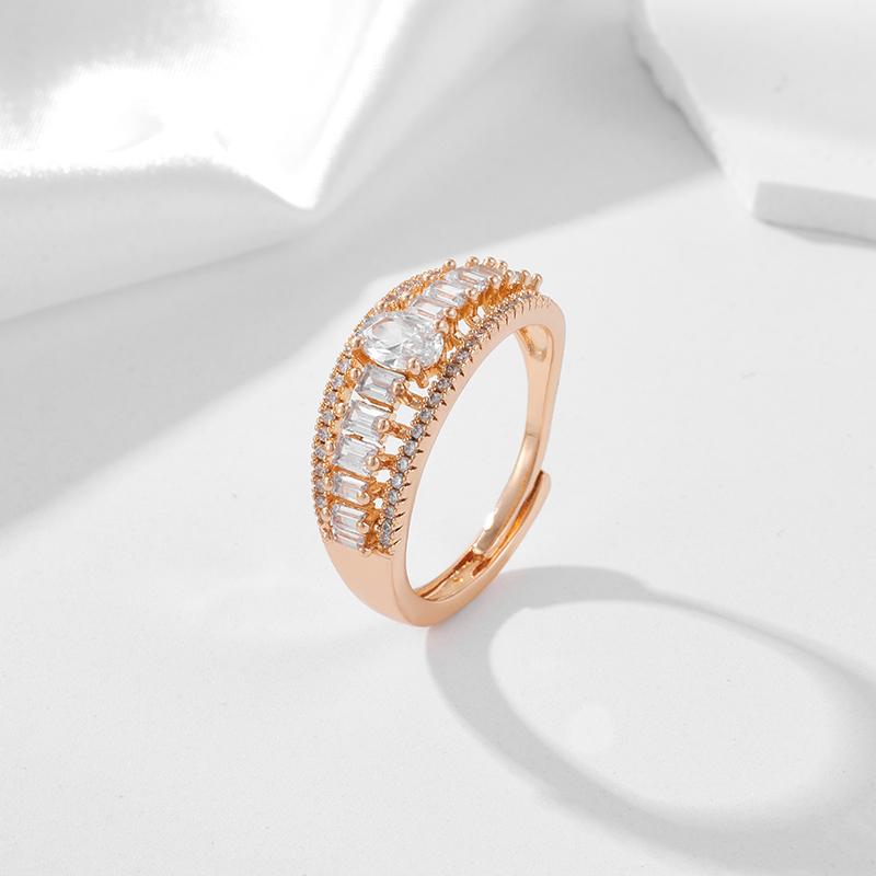 Kinel Luxury Natural Zirconia Full Pave Ring For Women Size Adjustable