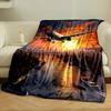 Airplane Flying Over Sunset Cityscape Print Blanket Soft and Cozy Perfect for the Living Room Bed Sofa or a Nap,gift