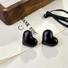 Elegant Retro Hong Kong Style Heart Drip Oil Stud Earrings - Versatile and Stylish for Women
