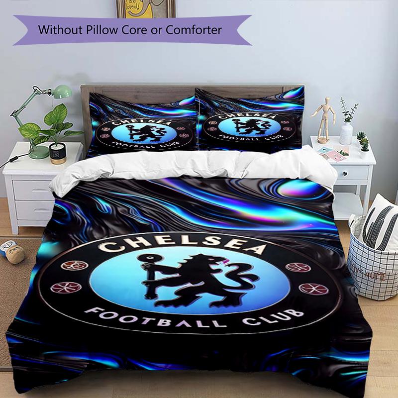 3pcs Duvet Cover Set (1*Duvet Cover + 2*Pillowcase, Without Core),football club F.C Print Bedding Set, Bedroom Decor, All‑Season, Birthday Gift