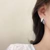 Korean Simple Retro Blue White Leaf Earrings Retro High End Design Earrings Forest Style Fashionable Earring Light Colors Elegant Women