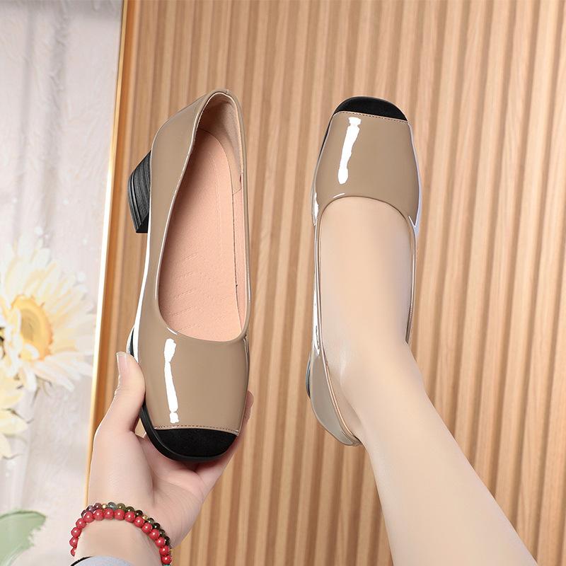 Mote 2024 Mary Jane Sko Dame Mykt Skinn Firkantet Tå Metallspenne Stropp Søt Dame Slip On Flats Retro Britisk Stil Svart Elegant