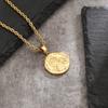 New Coin Jewelry Necklace Men Women Waterproof Compass Lion ST CHRISTOPHE 18K Gold Plated Stainless Steel Coin Necklace Pendant
