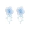E11891 temperament handmade flower stud earrings female sweet tassel long mesh flower earrings earrings