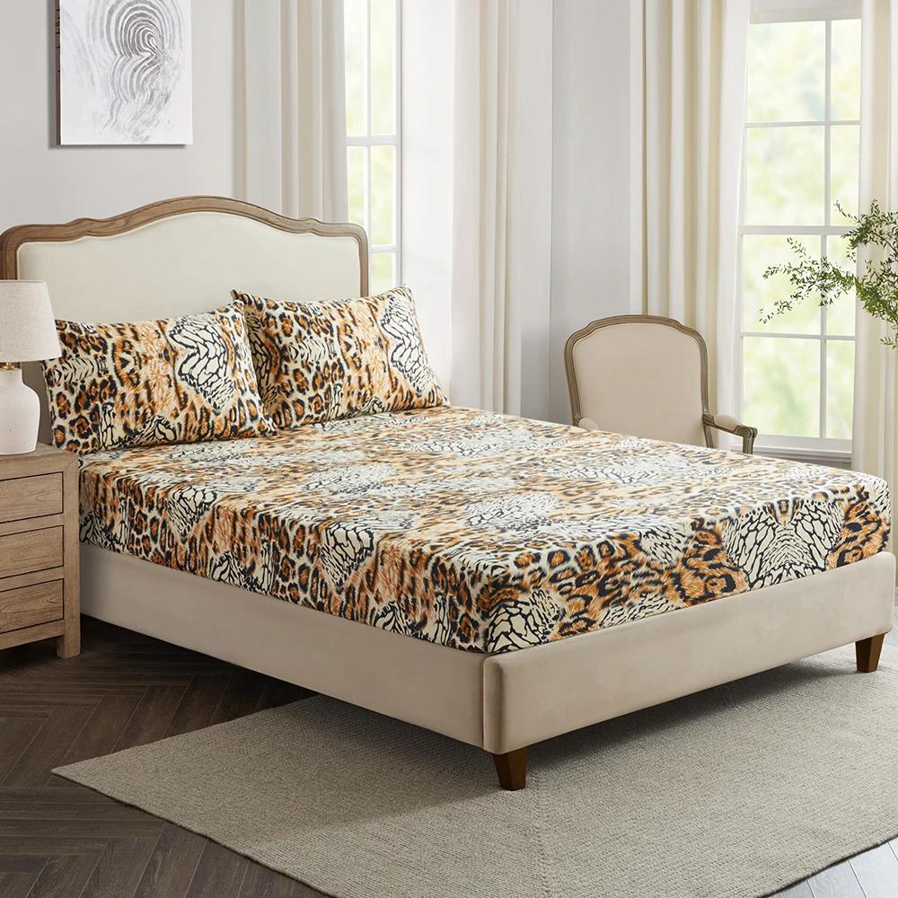 Colorful Plaid Fitted Sheet Twin Queen 3Pcs Geometric Grid Bed Sheet Set Microfiber Lattice Checkerd Bed Sheets - Deep Pocket