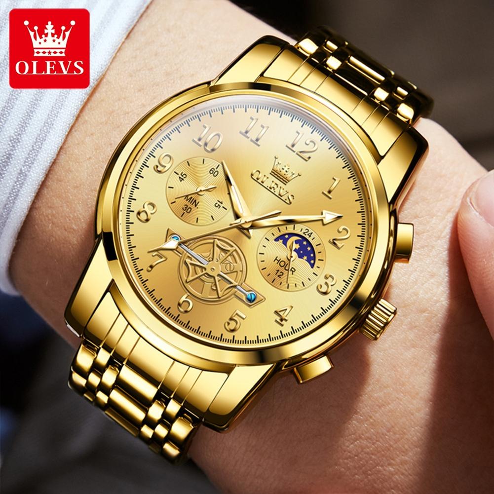 OLEVS Brand Watch Multi Functional Waterproof Quartz Watch Moon Phase Luminous Men's Watch 2903