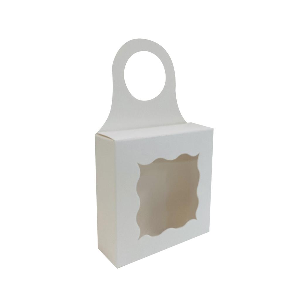20PCS Kraft Paper Red Wine Gift Box Window Hanging Box Candy Biscuit Packaging Box White Card Folding Paper Packaging Candy Gift