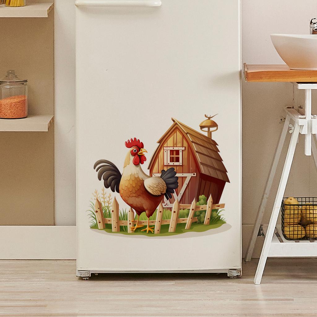 Cartoon Farm Animals Wall Sticker PVC Self-Adhesive Removable for Kitchen Bedroom Living Room Background Wall Home Decor Art