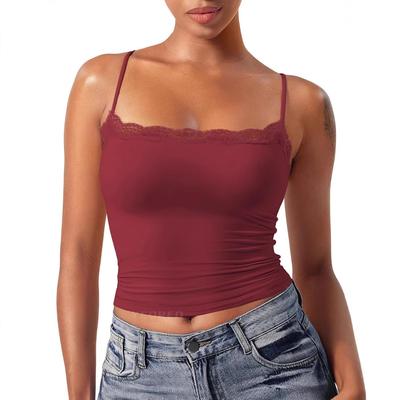 Women's Lace Square Neck Sexy Sleeveless Bandeau Tank Top