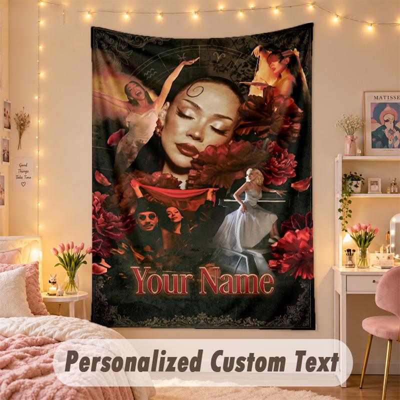 Custom Personalized Tapestry,Ayliva Print Custom Name Text Wall Art Hanging for Bedroom