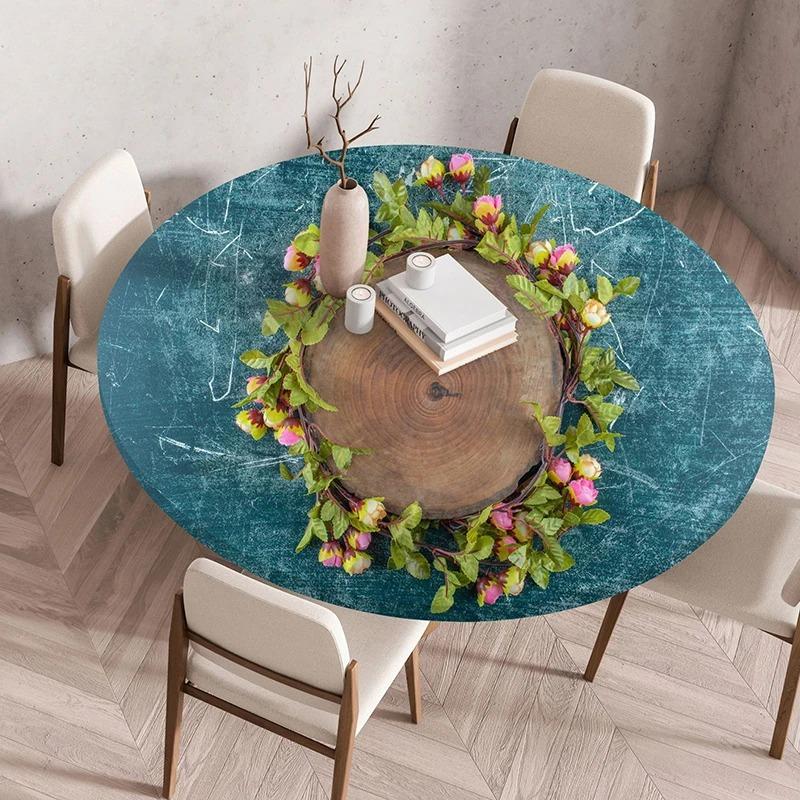 

Waterproof And Oil-proof Dining Table Cover Round Elastic Fitted Edged Table Cloth Outdoor Picnic Camping Courtyard Tablecloth 60cm
