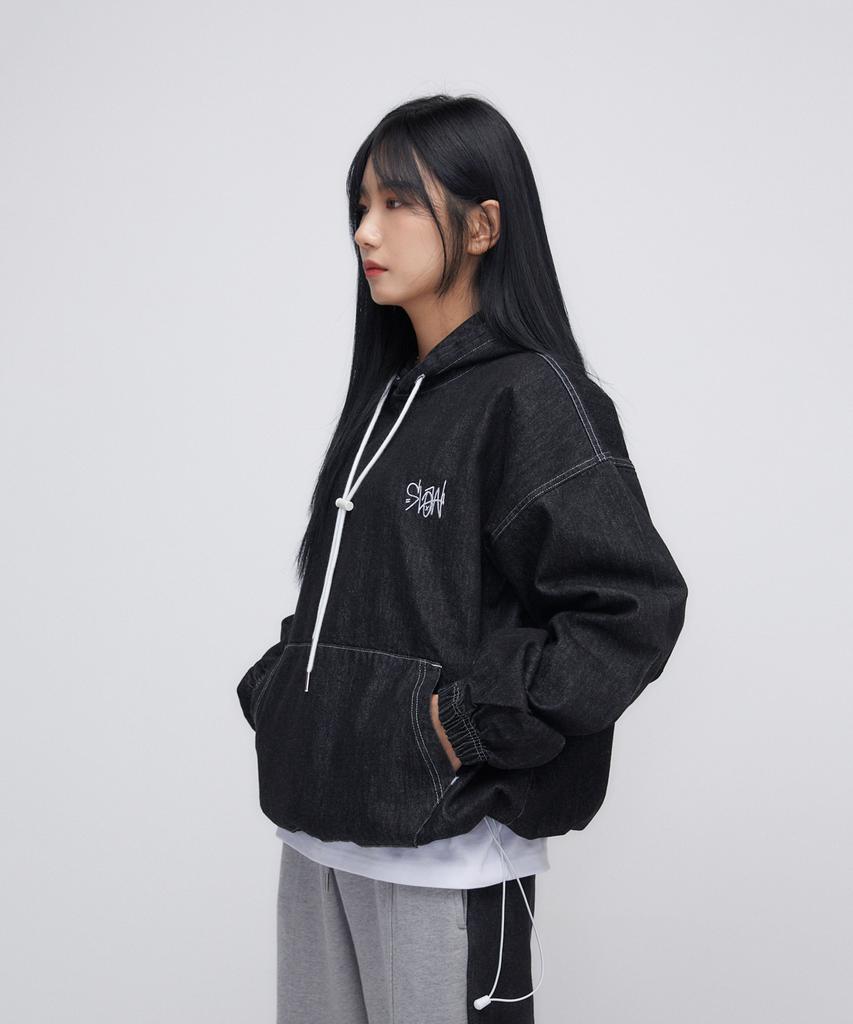 Denim Washed Hoodie_Black