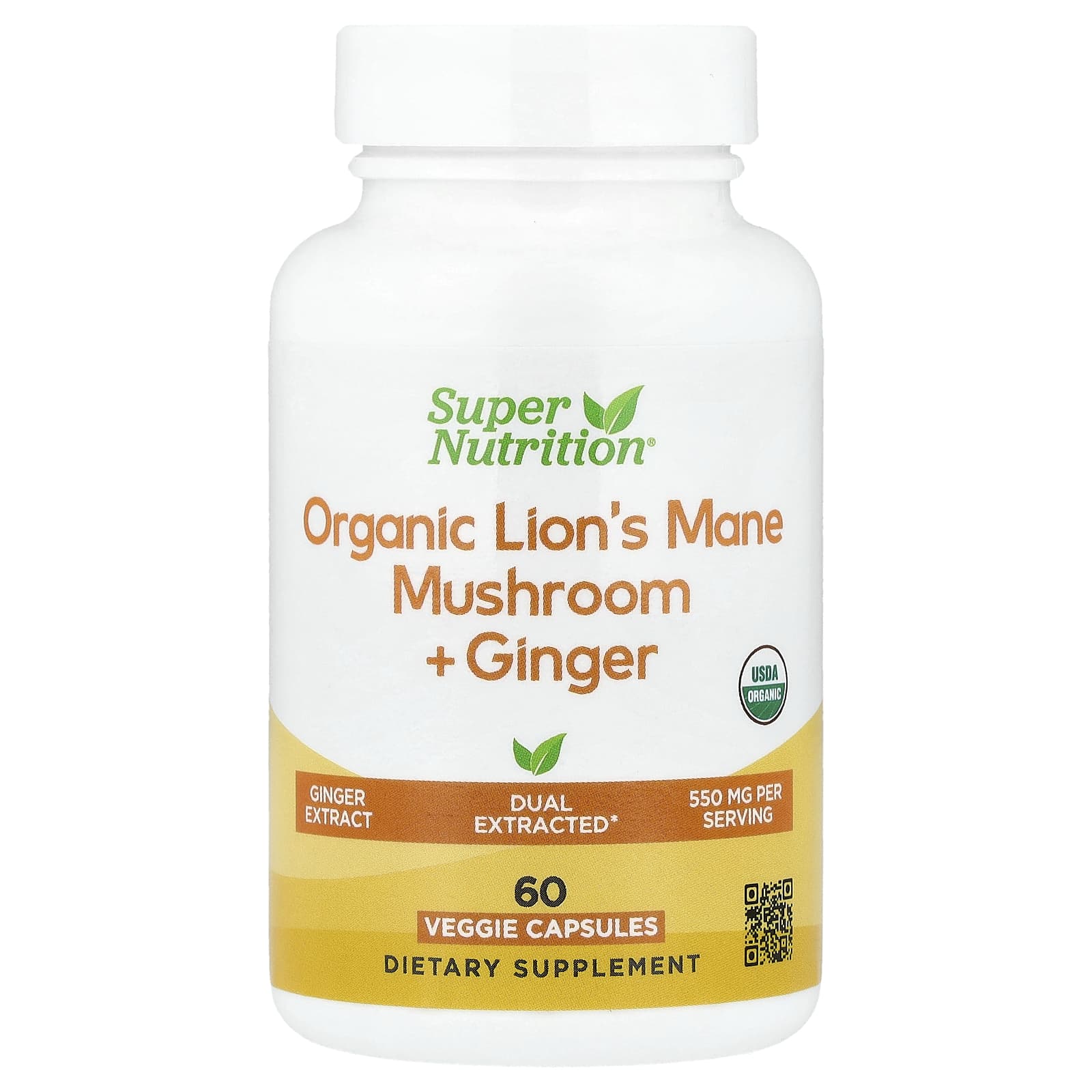 

Super Nutrition, Organic Deer Antler Mushroom + Ginger, 60 Veggie Capsules