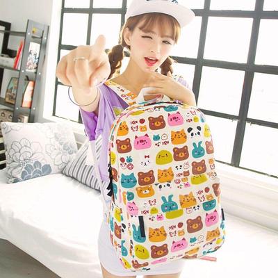 Hippie 2016 Canvas Backpacks Student School Bag Cartoon Print Rucksack Travel Pack Laptop Graffiti