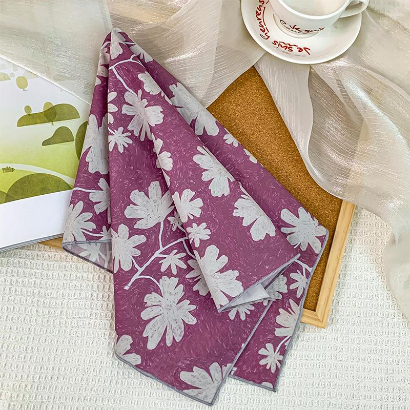 

58 cotton and linen small square scarf headscarf summer and autumn versatile floral small scarf women s thin small fresh decorative silk scarf
