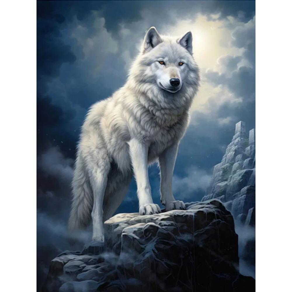 Diamond Painting Full Drill White Wolf Flower Animal Diamond Painting Handmade Art Landscape Diy Diamond Mosaic Painting Home Decoration