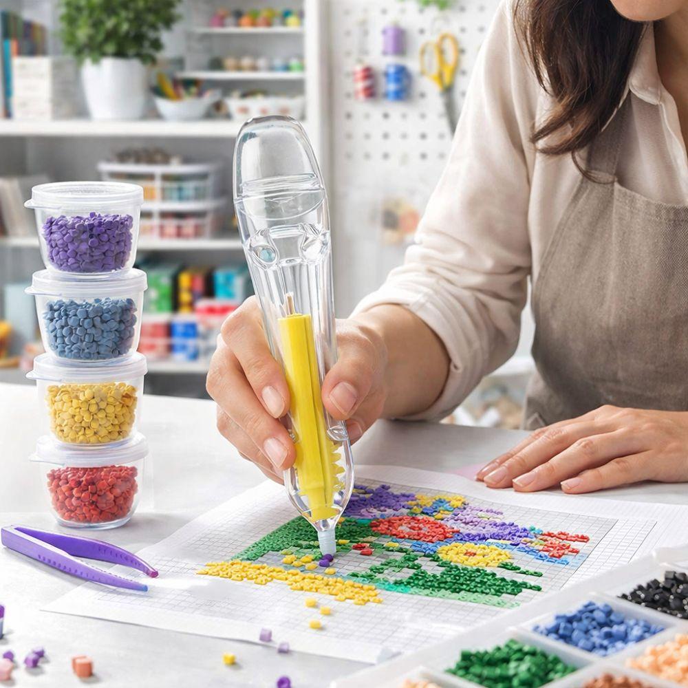3D Pixel Puzzle Bead Positioning Pen Jam-Free Anti-slip Fuse Bead Pen Educational Multi-functional Fuse Beads Dispenser