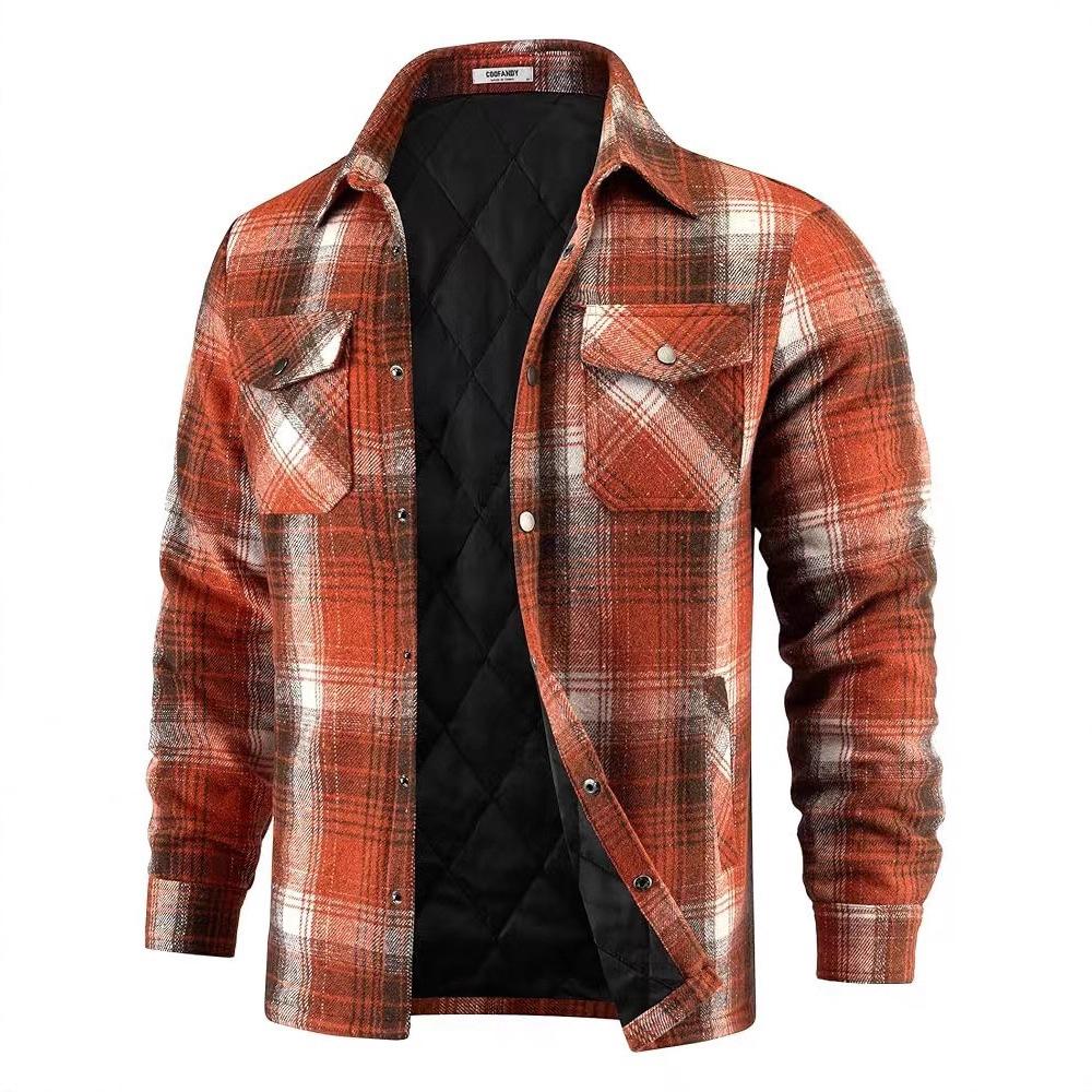 Mens Flannel Shirts Long Sleeve Quilted Lined Jackets Comfortable Button Down Plaid Flannel Jacket Heavyweight Warm Winter Outdoor Casual Coat for Men