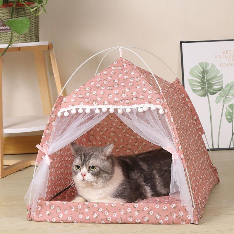 Cat Tent Bed Pet Cat House Closed Cozy Puppy Cage with Floors Pet Dog House Calming Cat Beds Puppy Kennel Tents Pet Supplies