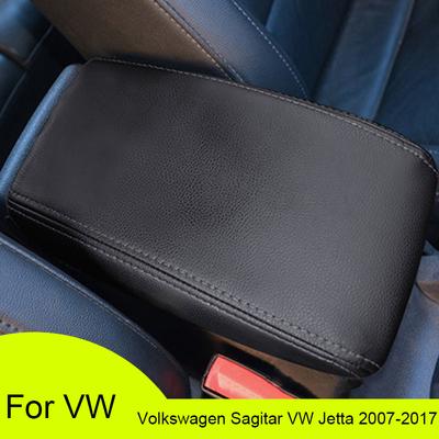 Car Armrest Box Cover For Volkswagen Sagitar VW Jetta 2007-2017 Artificial Leather Auto Armrest Cover Trim Center Console