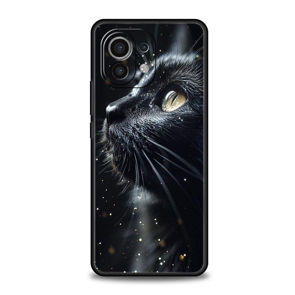 Phone Case For Xiaomi Mi 15 14 14T 13T 12T Pro 12 13 11 Lite 5G 11T X6 X5 Pro Soft TPU Cover Black Cat