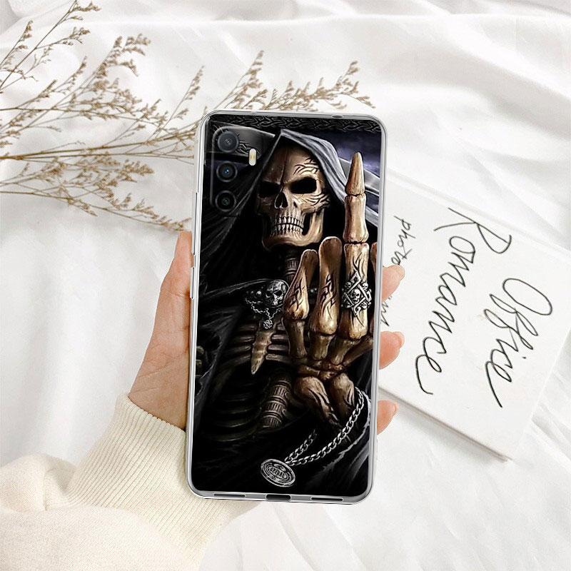 Grim Reaper Skull Transparent Phone Case for Samsung Galaxy A04 A04S A14 A23 A34 A54 M23 M33 M52 M53