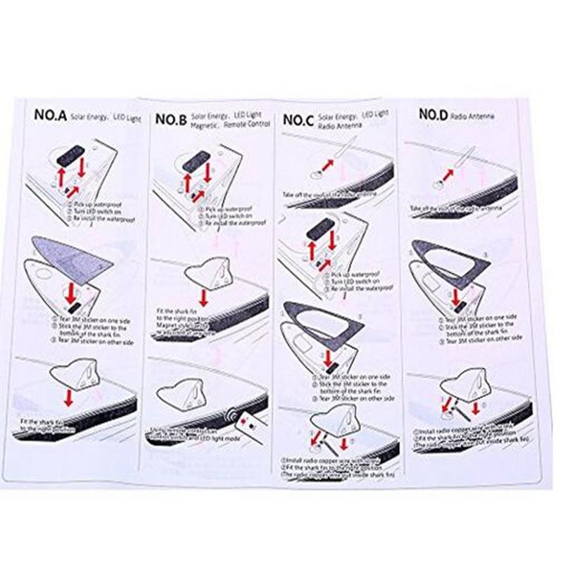 Black Shark Fin Antenna Remote Control Solar Charging With Led Warning Lights