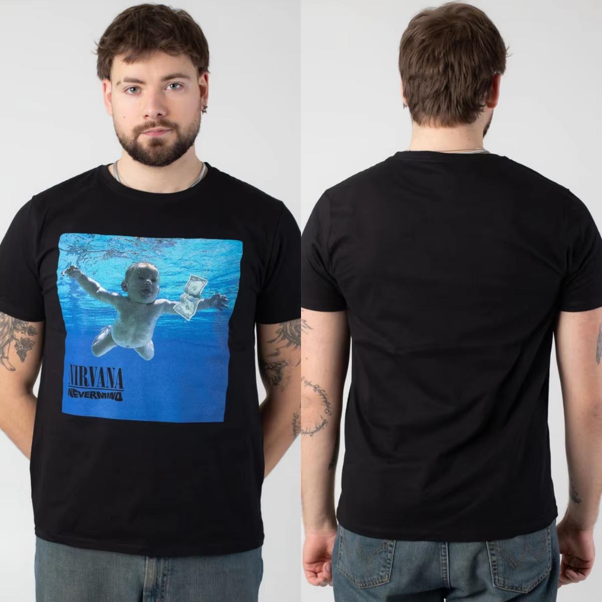 Nirvana Grafik Unisex Sommer Kurzarm Luxus Lässig Vintage Modemarke Herren und Damen T-Shirt XXL blue