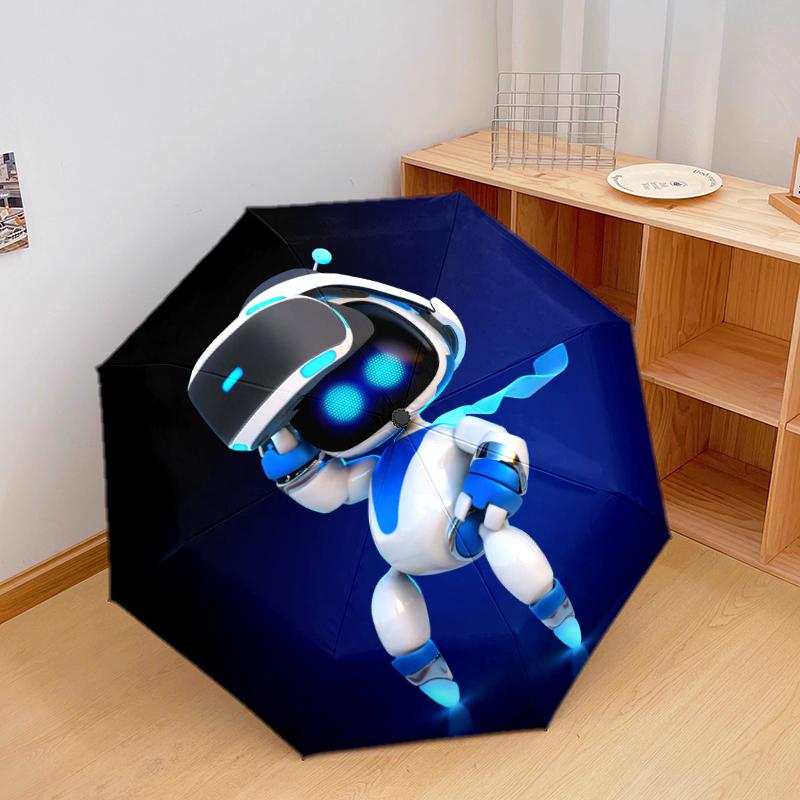 1 PC Automatic Folding Umbrella - ASTRO BOT Pattern, Portable & Foldable Design with 8 Ribs, Christmas Birthday Gifts