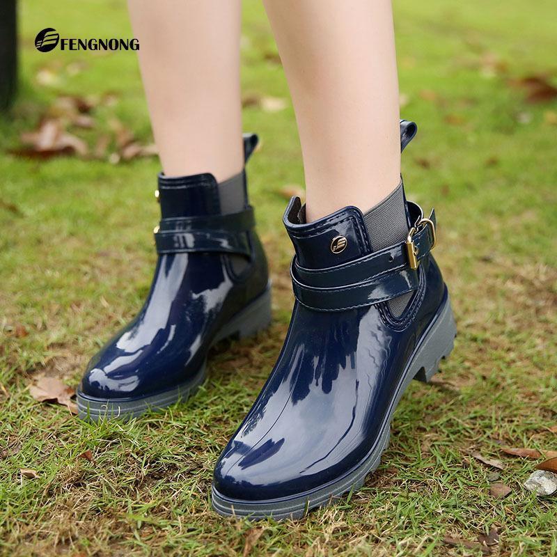 Botas cortas de moda de las mujeres botas de lluvia zapatos antideslizantes  zapatos de banda elástica zapatos de agua comprar a buen precio — entrega  gratuita, reseñas reales con fotos — Joom