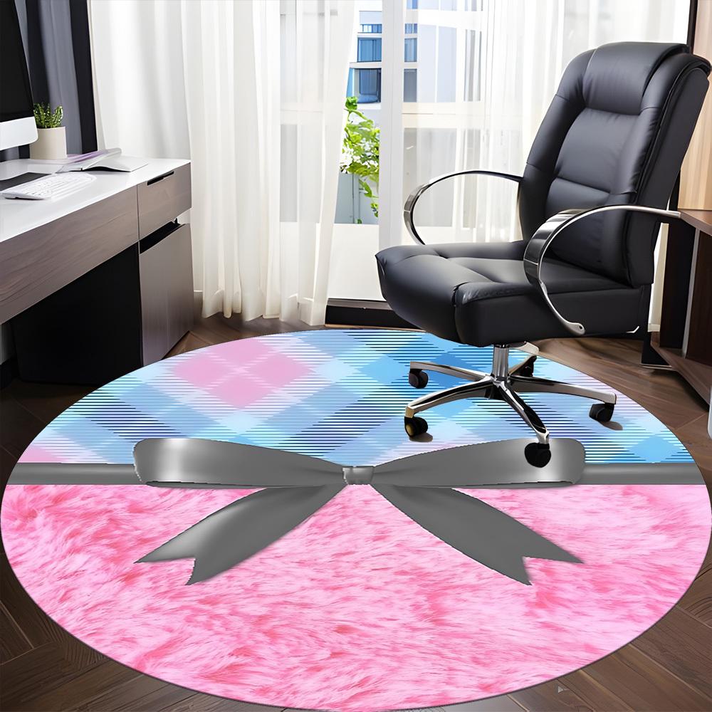 1pc Fuzzy BowChair Carpet for Office, Indoor Non-Slip Washable Polyester Fiber Carpet, Mat For Office, Machine Washable