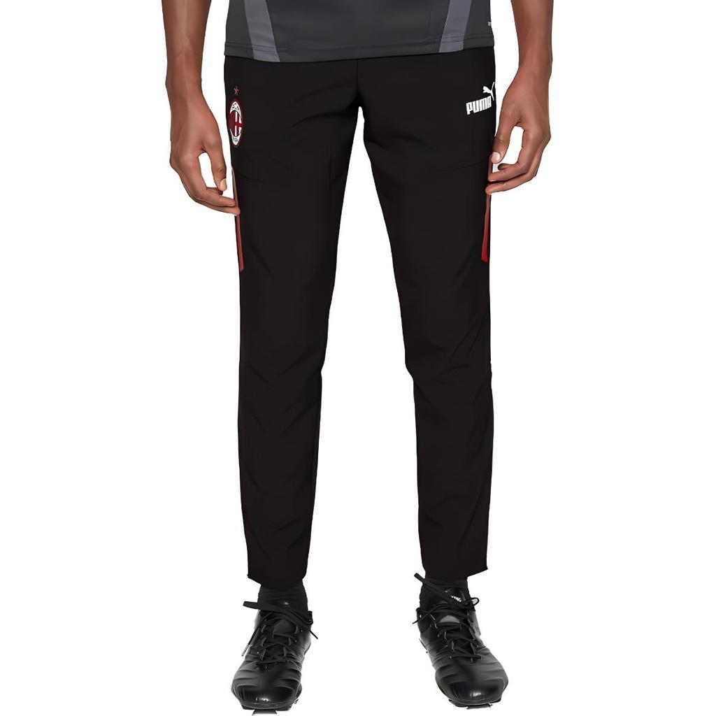 Puma ACM Prematch Woven Pants With Letter Print And Contrast Elastic Waist Men Bottoms Black 769277-01