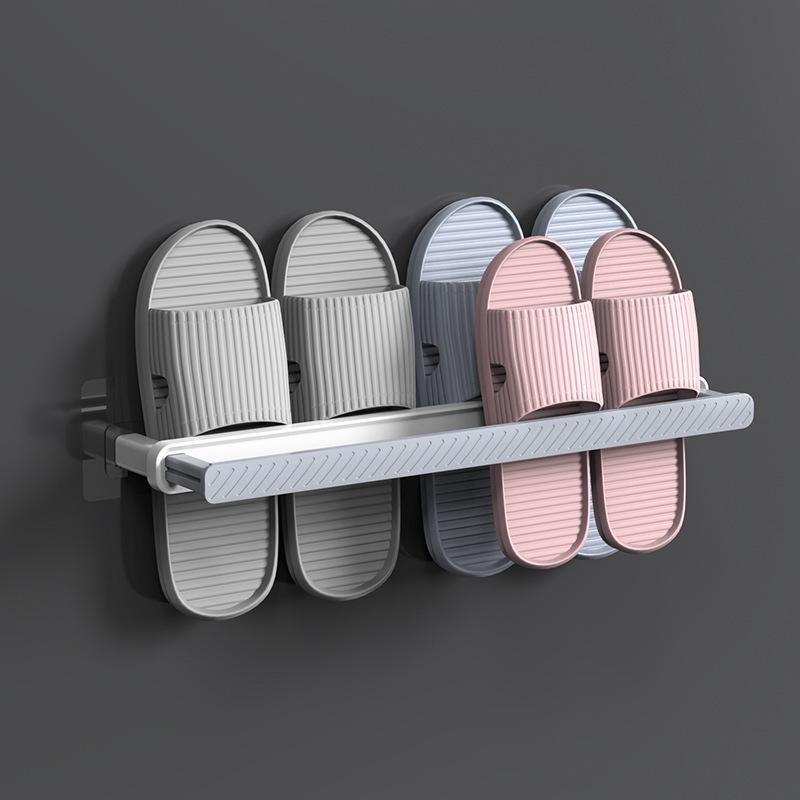 Foldable Wall-Mounted Bathroom Shoe Rack with Drainable Design