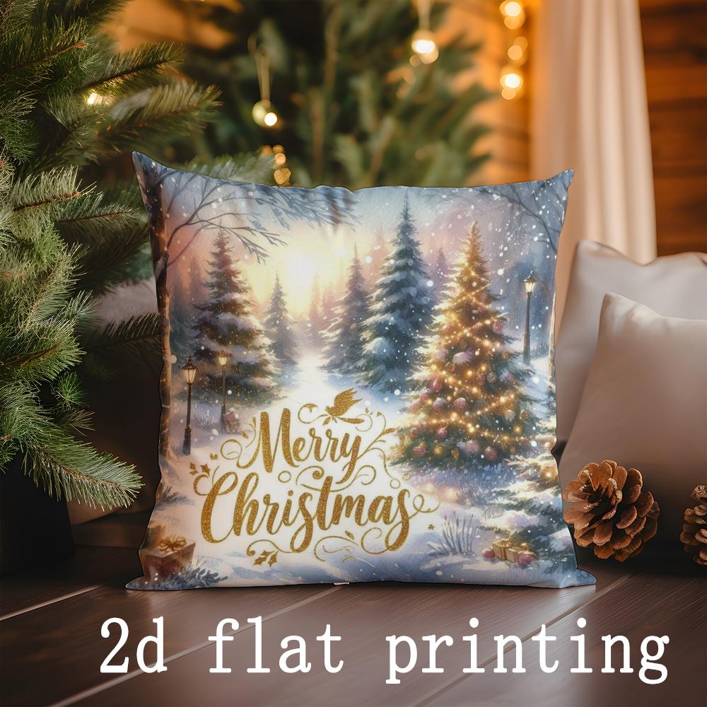 Home Decor Christmas Themed Digital Print Pillow Covers Pattern Cushion Cover Suitable for Sofa Bedroom Car Pillow Cover