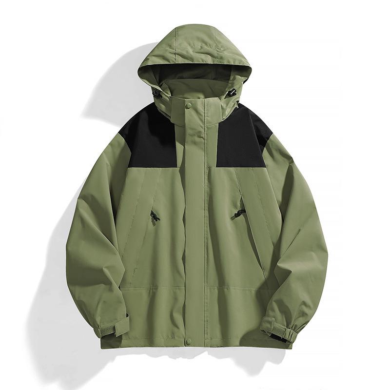 Men's Trendy Spring Windbreaker: Color-Block, Casual, Windproof Jacket for Outdoor Activities and Mountaineering