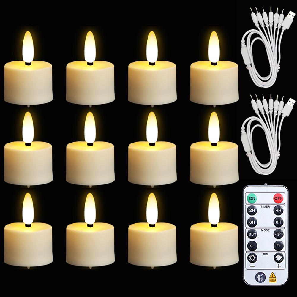 

Светодиодный перезаряжаемый светильник-свеча с дистанционным управлением и таймером - пластиковый, беспламенный, романтический ночник для свадеб Beige Shell Warm White Light