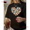 Unisexs Heart And Book Pattern T Shirt Casual Round Neck Top Vintage Comfortable Breathable Versatile
