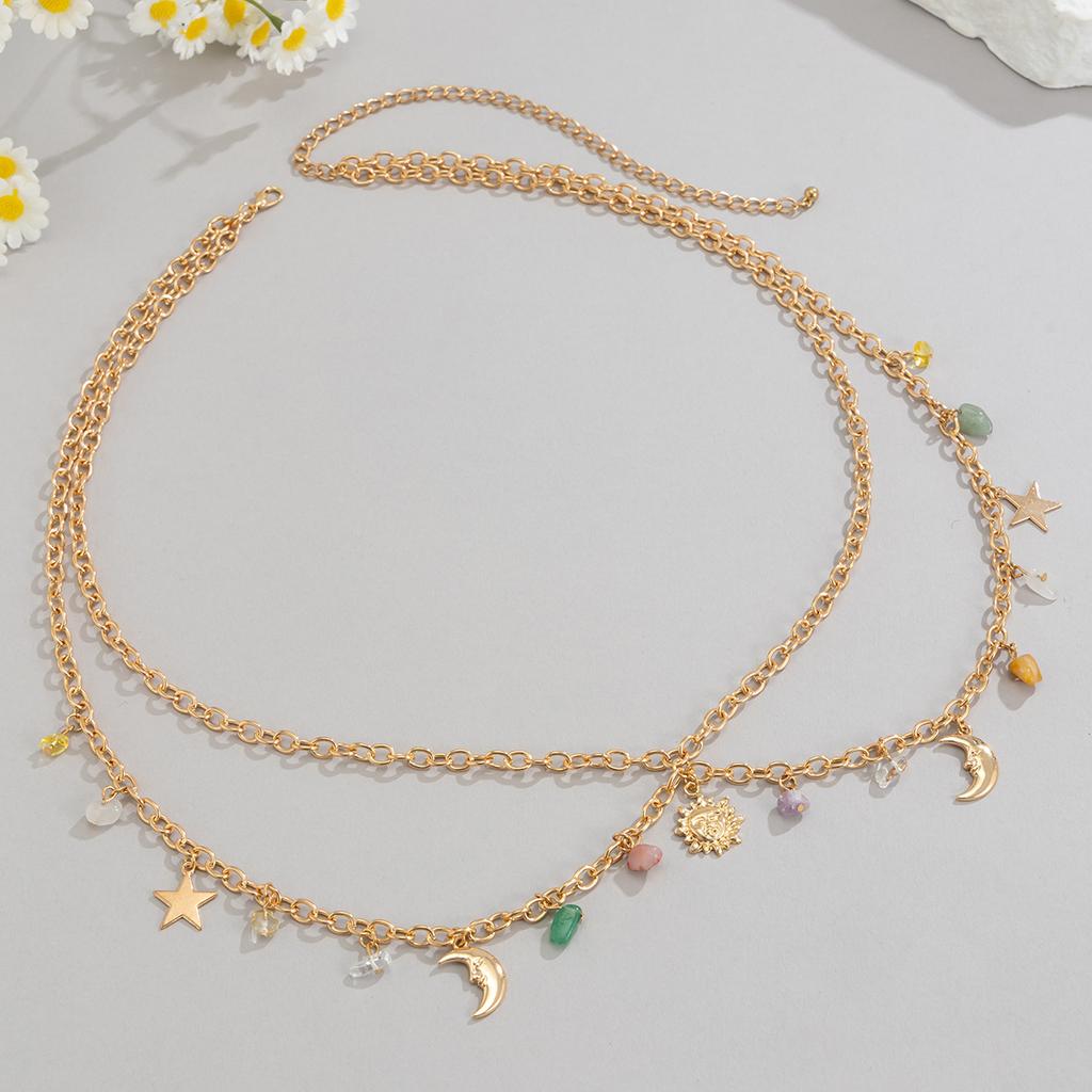 Beach Wind Irregular Gravel Waist Chain Sexy Chain Star Moon Pendant Body Chain Female