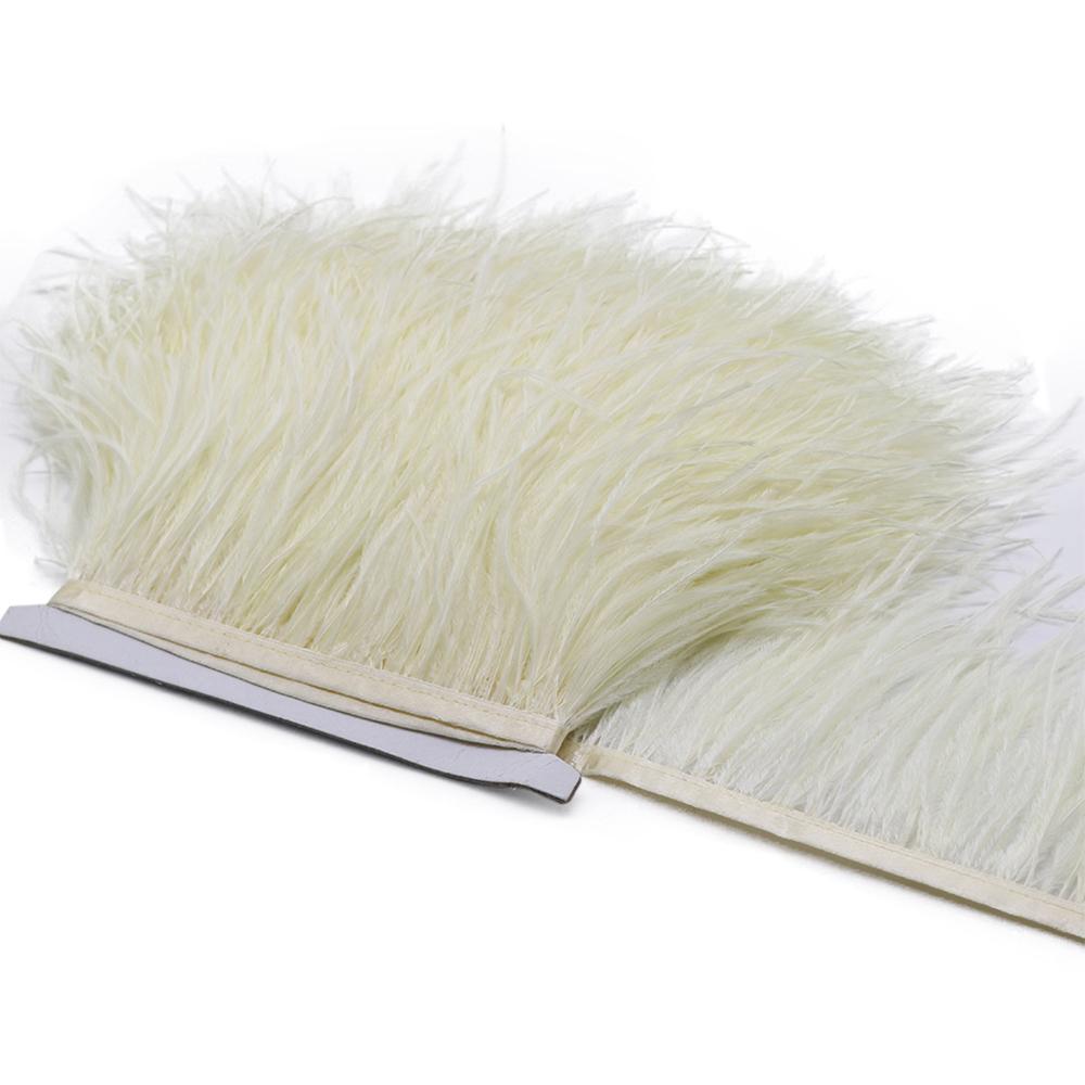 Feather1Meter Black Ostrich Feather Fringe Trim Fluffy White Feathers for Sewing Party Dress Decor Plumage Fabric Trimmings