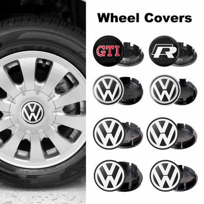 For VOLKSWAGEN Stylish Wheel Center Hub Caps with Badge Decals - Fits VW R/GTI, Golf 4, Polo, Beetle & More - Premium Car Access