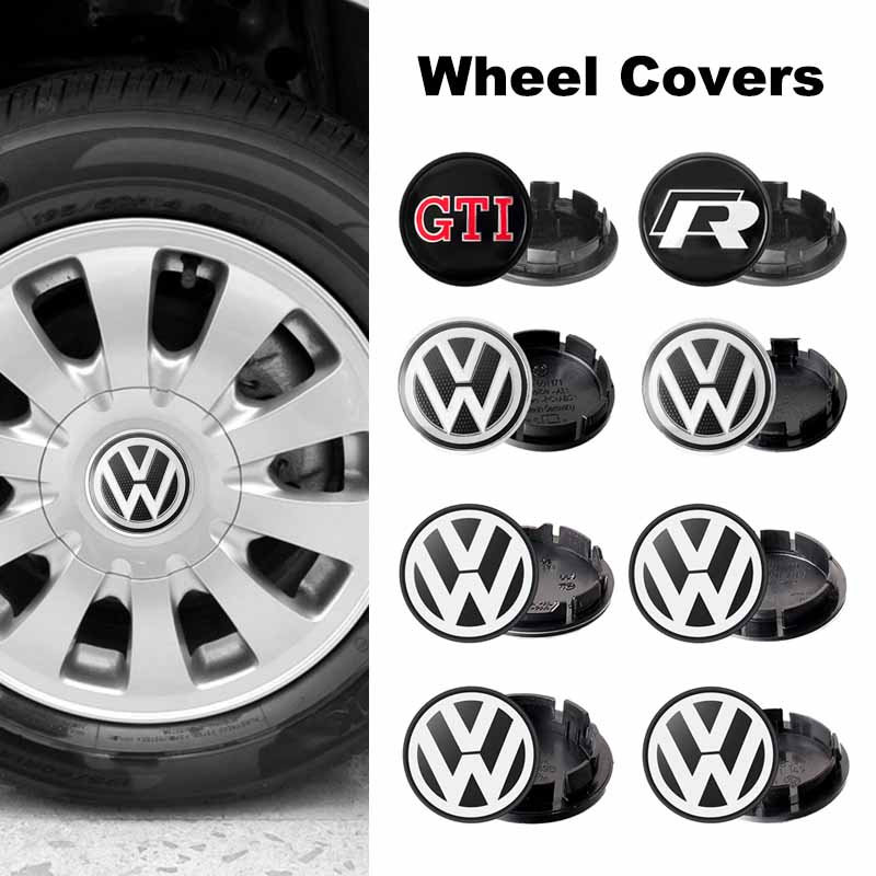 For VOLKSWAGEN Stylish Wheel Center Hub Caps with Badge Decals - Fits VW R/GTI, Golf 4, Polo, Beetle & More - Premium Car Access